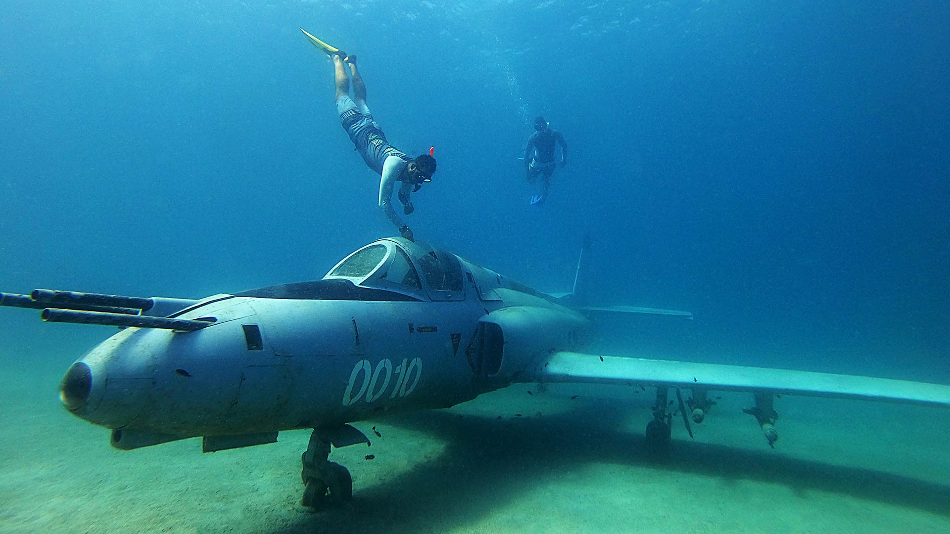 Military plane under the sea