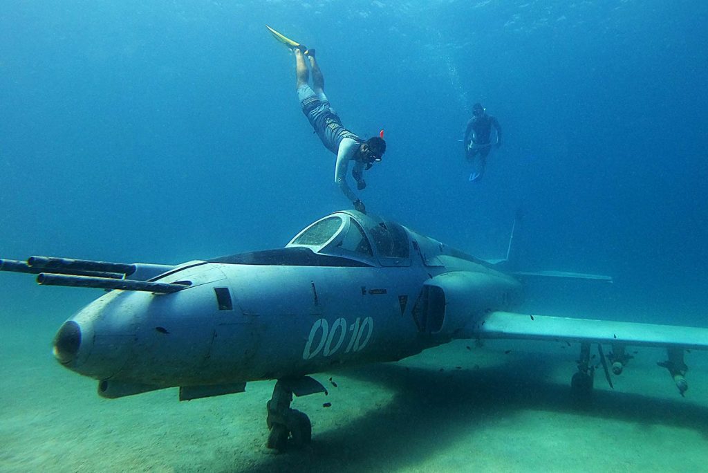 Military plane under the sea
